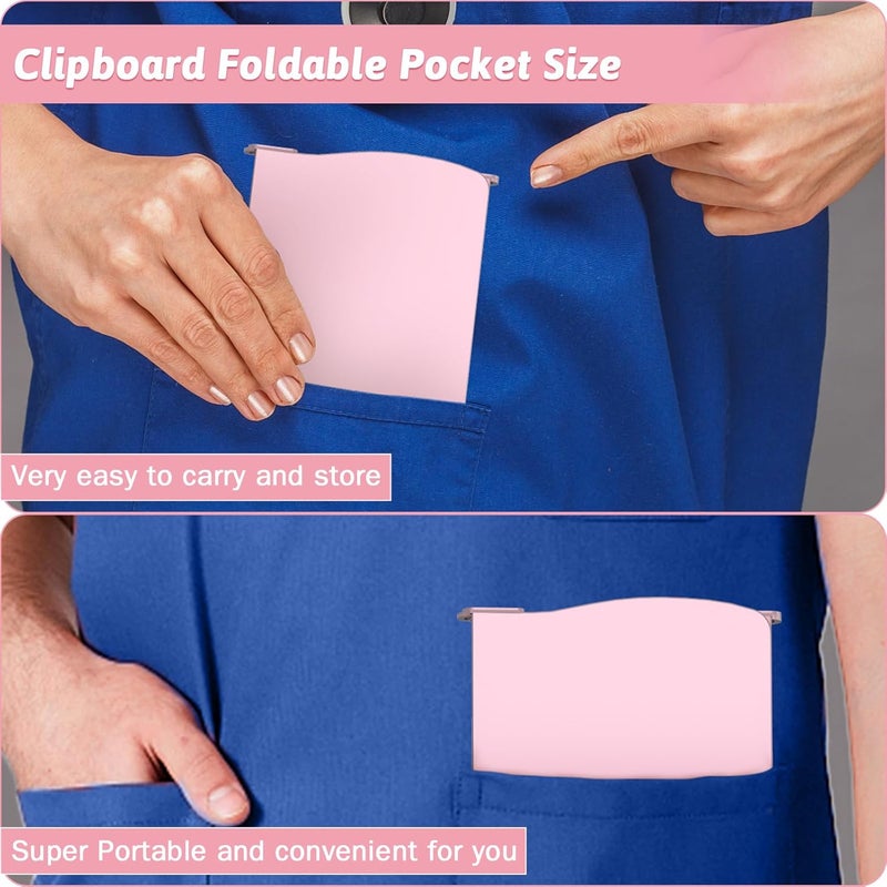 Trustnice Clipboard Foldable Without Edition Cheat Sheets Aluminum 3 Layers Foldable Clipboards Pocket Size Profile Clip Clipboards Notepad for Students, Nurses,Contractor Trucker Driver - Image 2